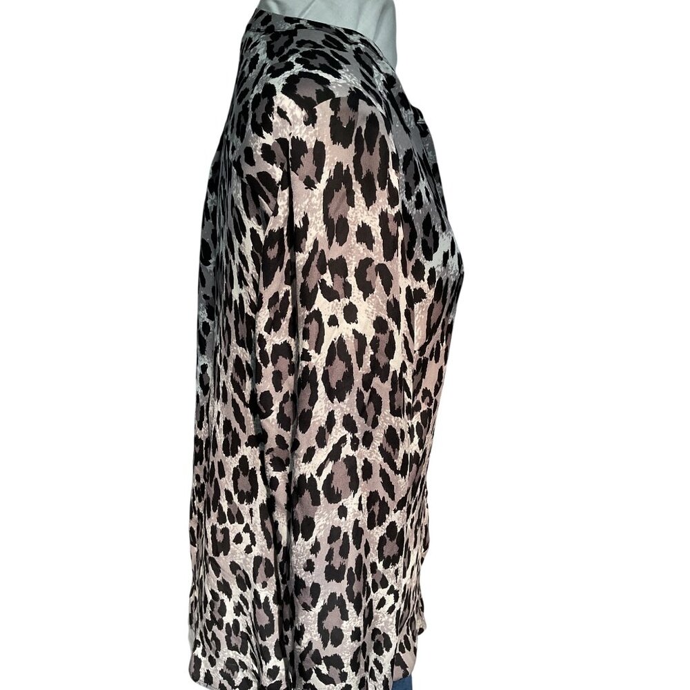 Joie Leopard Print Silk Blouse Button-Up With Placket Size M - Picture 3 of 6